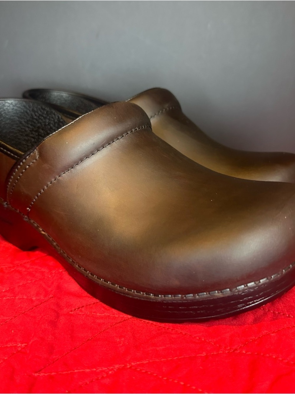Dansko Brown Leather Slip-On Clogs